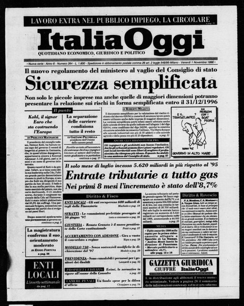 Italia oggi : quotidiano di economia finanza e politica